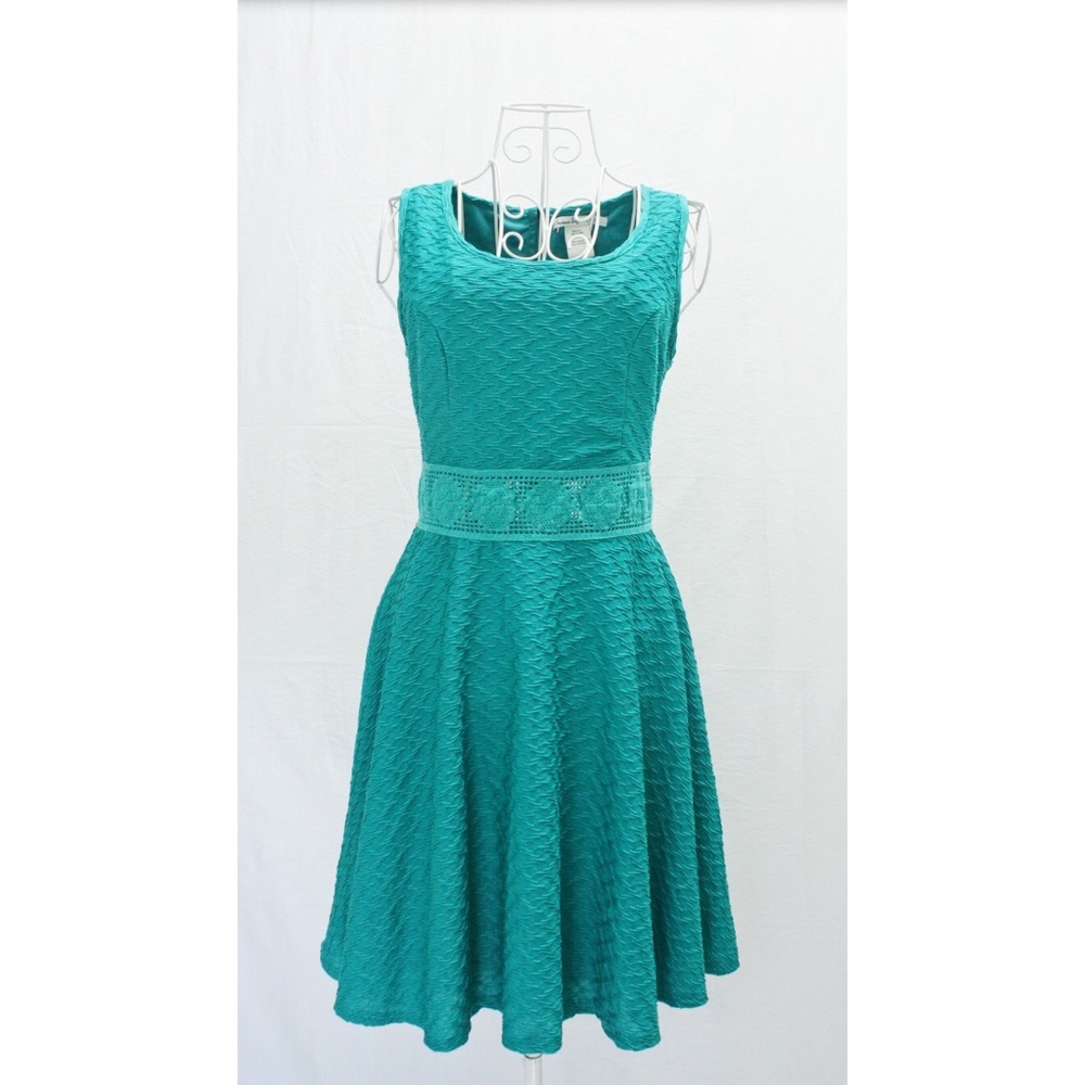 Teal/Turquoise Crocheted Cut-Out Patterned Dress